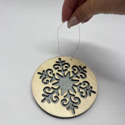 Intricate Laser-Cut Wooden Snowflake Circle Ornament