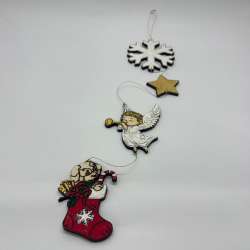 Artisanal Hand-Painted Poplar Wooden Christmas Ornament Collection