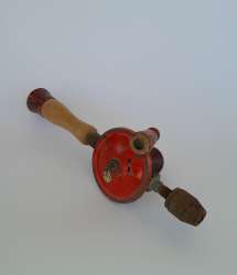 Hand Drill Antique Wooden Manual Drill Rustic Industrial Tool Decor Collecitbles