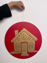 Golden Gingerbread House Festive Wooden Wall Plaque