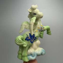 Vintage Pavone Porcelain Winged Horse Figurine Pegasus Statue Italy Floral Decor