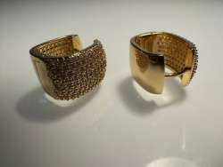 Gold Pave CZ Hoop Earrings, Luxury Statement Huggie Earrings for Women