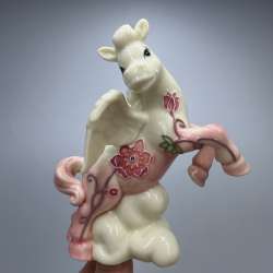 Vintage Pavone Porcelain Winged Horse Figurine Pegasus Statue Floral Decor Italy