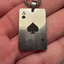 Ace of Spades Card Pendant Necklace Stainless Steel Poker Lucky Charm Gift