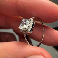 925 Sterling Silver Cushion Cut Halo Engagement Ring Size 8 Wedding Promise