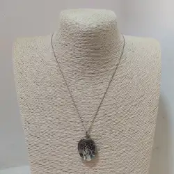 Handmade Italy Sterling Silver 925 Antique Lady in Crystal Pendant Necklace 7g