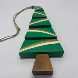 Hand-Painted Tiered Wooden Christmas Tree Hanging Ornament