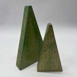 Minimalist Hand-Stained Poplar Wood Christmas Tree Duo