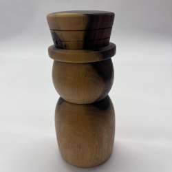Minimalist Hand-Turned Sheesham Wooden Snowman Figurine