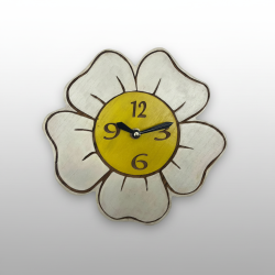 Decorative Wood Flower Wall Clock Daisy Floral Design Home Decor Kitchen Living