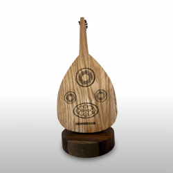 Pine Wood Oud Sculpture Middle Eastern Musical Instrument Art Decor Handcrafted