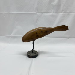 Vintage Mid-Century Modern Emil Milan Style Olive Wood Fish Sculpture Table Art