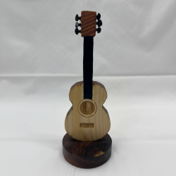 Miniature Wooden Guitar Model Display Figurine Beech Wood Desk Ornament Table
