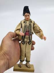 Vintage Romanian Folk Costume Doll – Handmade Traditional Romania Figurine on