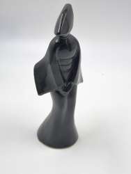 Vintage Black Porcelain Asian Woman Figurine – Modern Abstract Ceramic Decor