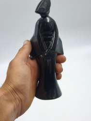 Vintage Black Porcelain Asian Woman Figurine – Modern Abstract Ceramic Decor