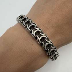 Heavy Vintage 925 Sterling Silver Men's Jewelry Ramses Chain Bracelet Oxidized