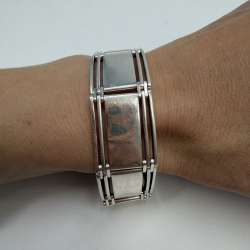 Vintage 925 Sterling Silver Gate Link Men's Bracelet Jewelry Heavy Unisex 37.7g