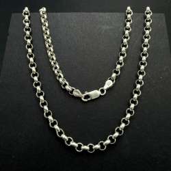 Vintage 925 Sterling Silver Rolo Belcher Chain Necklace Men's Jewelry Italy 36g