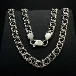 Heavy 925 Sterling Silver Arabic Bismarck Chain Men's Necklace Unisex Jewelry