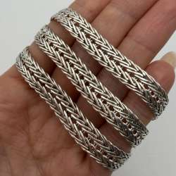 Vintage Sterling Silver 925 Men's Jewelry Wheat Chain Necklace Foxtail 50cm