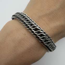 Vintage Sterling Silver 925 Foxtail Chain Bracelet Heavy Mens Jewelry 20cm