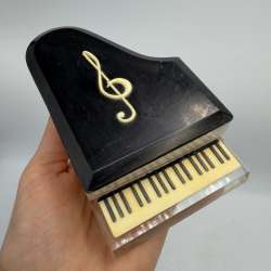 Vintage USSR Odessa Plastic Piano Powder Box 1960s Soviet Trinket Jewelry Case