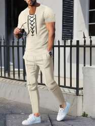 Men’s Casual Summer Outfit Set – Stylish T-Shirt & Pants Tracksuit