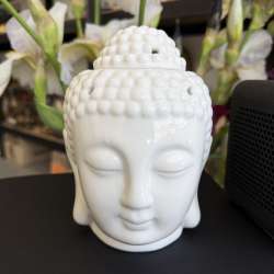 Vintage White Ceramic Buddha Head Oil Burner Aroma Lamp Wax Melt Warmer Decor