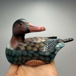 Vintage Hand Painted Wooden Duck Decoy Figurine Folk Art Bird Rustic Home Decor