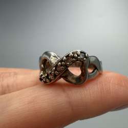Vintage 925 Sterling Silver Infinity Heart Ring CZ Women Size 7