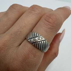 Vintage Ring Sterling Silver 925 Stone Jewelry Women's Beautiful Size 7.5US
