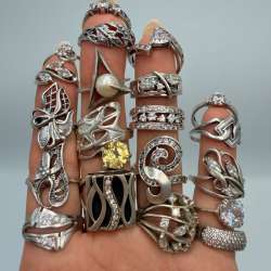 100g Vintage Sterling Silver 925 Lot of 39 Rings Mixed Sizes Wear Not Scrap