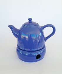 Vintage Large Blue Ceramic Teapot Warmer Art Pottery Decorative Tea Kettle Gift