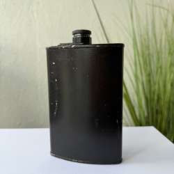Vintage German Pewter Flask Bottle Engraved 1813 Hallmarked Metal Collectible