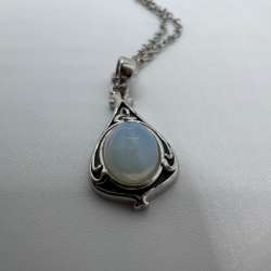 Elegant Teardrop Opalite Style Pendant Necklace Vintage Celtic Jewelry Gift