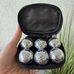 Mini Petanque Bocce Set 6 Steel Balls Travel Lawn Outdoor Family Game with Case