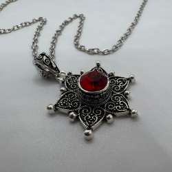 Vintage Red Crystal Star Pendant Necklace Gothic Boho Statement Jewelry