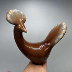 Vintage Vasylkiv Majolica Bird Figurine USSR Ceramic 1960s Ukrainian Home Decor