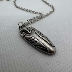 Vintage Owl Pendant Necklace Silver Tone Moon Stars Reversible Owl Bird Charm