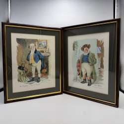 Pair Vintage Vincent Selby Dickens Pickwick Papers Framed Prints Picture Decor