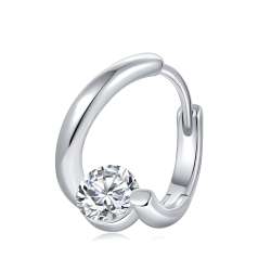 S925 Sterling Silver 0.5CT Moissanite Hoop Earrings For Women Round Cut Bottom