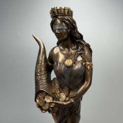 Fortuna Goddess Statue Bronze Finish Cornucopia Roman Tyche Figure Home Decor
