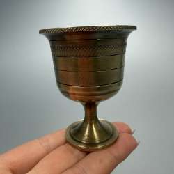 Antique French Brass Egg Cup Holder Pedestal Engraved Decorative Tableware