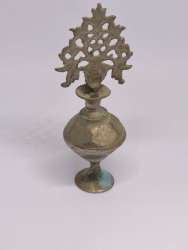 Antique Brass Kohl Container with Ornate Pierced Lid – Traditional Middle Easter
