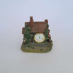 Vintage Cottage House Quartz Clock Ceramic Figurine Desk Shelf Mantel Decor Gift