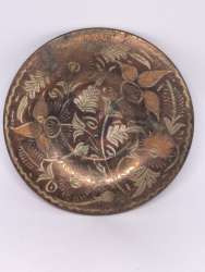 Vintage Hand Engraved Copper Decorative Wall Plate Floral Design