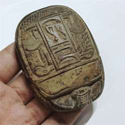 Handmade Egyptian Scarab Stone Carving Hieroglyphic Collectible Artifact Style
