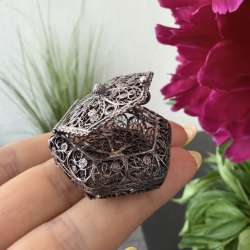Vintage Italian 800 Silver Filigree Rosary Box Small Reliquary Case Catholic