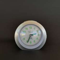 Vintage Timemark Quartz Alarm Clock Silver Tone Desk Table Clock Glow Numbers